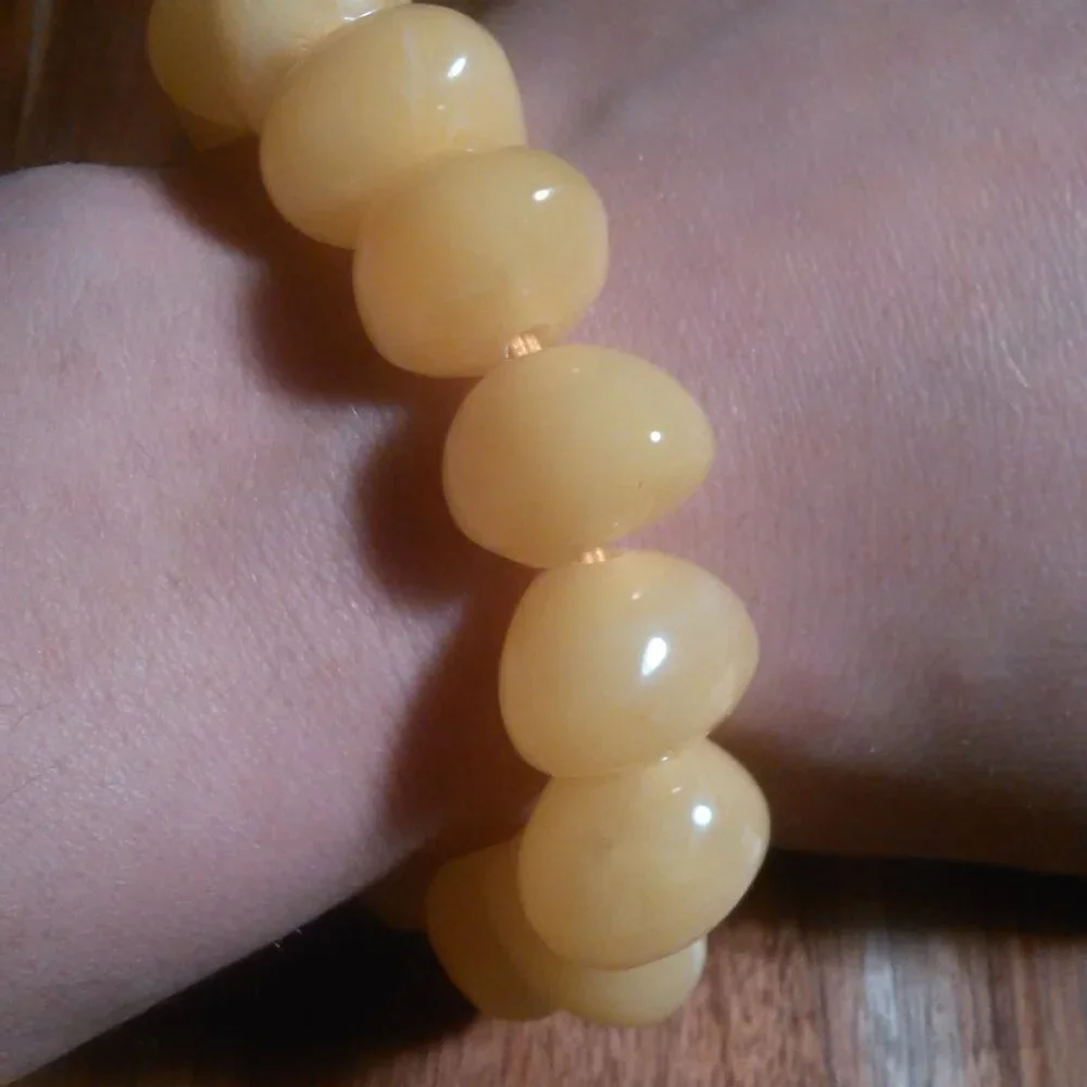Golden Color Lab Created Light Amber Nuggets Stretch Bracelet